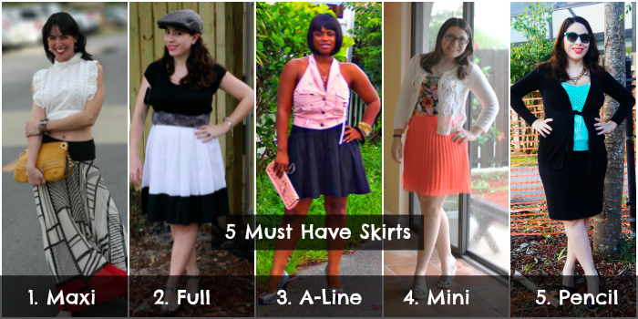 5 Must Have Skirts Maxi, Full, A-line, Mini and Pencil