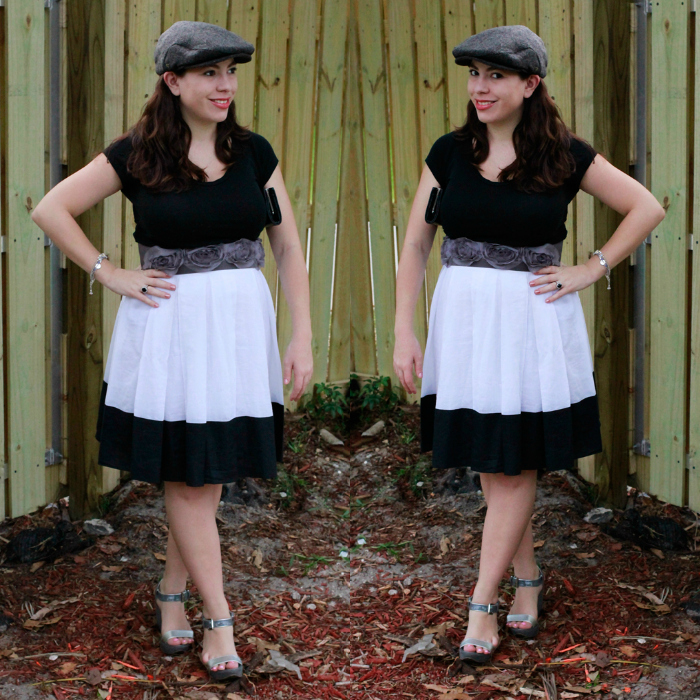 Black & White Color Block Skirt