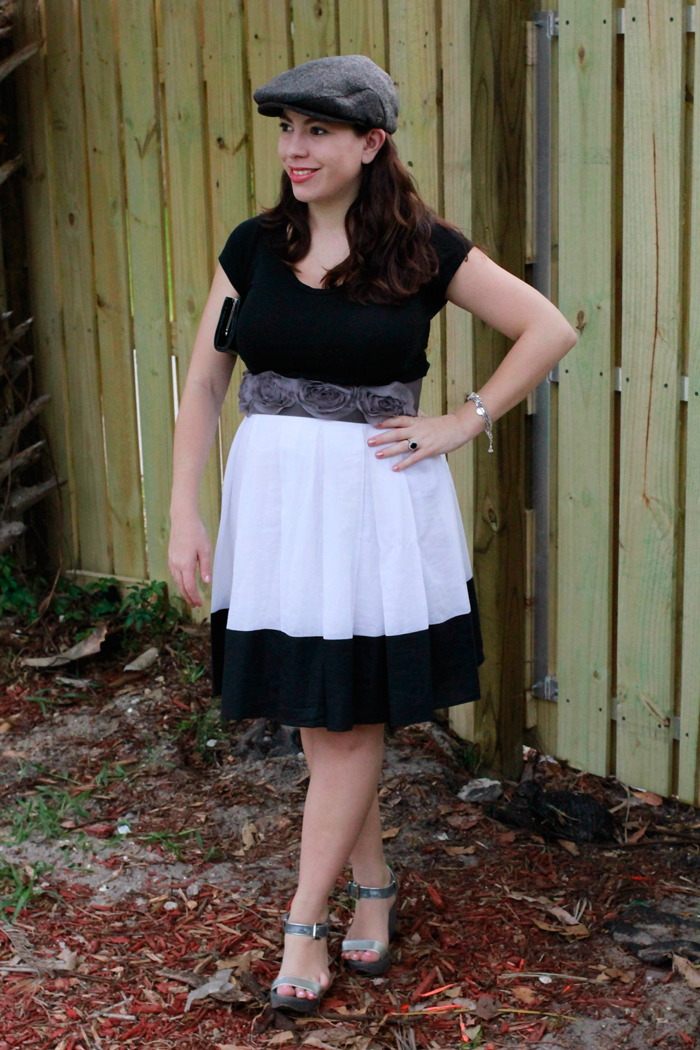 full-skirt-black-and-white-outfit