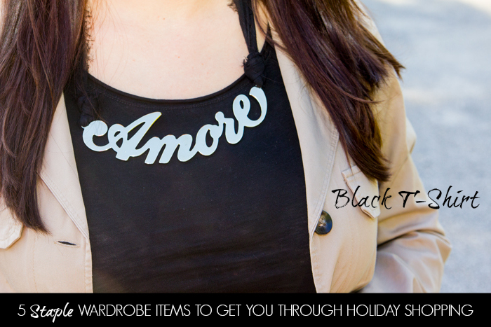 Black T-Shirt 5 Staple WARDROBE ITEMS TO GET YOU THROUGH HOLIDAY SHOPPING #Shop