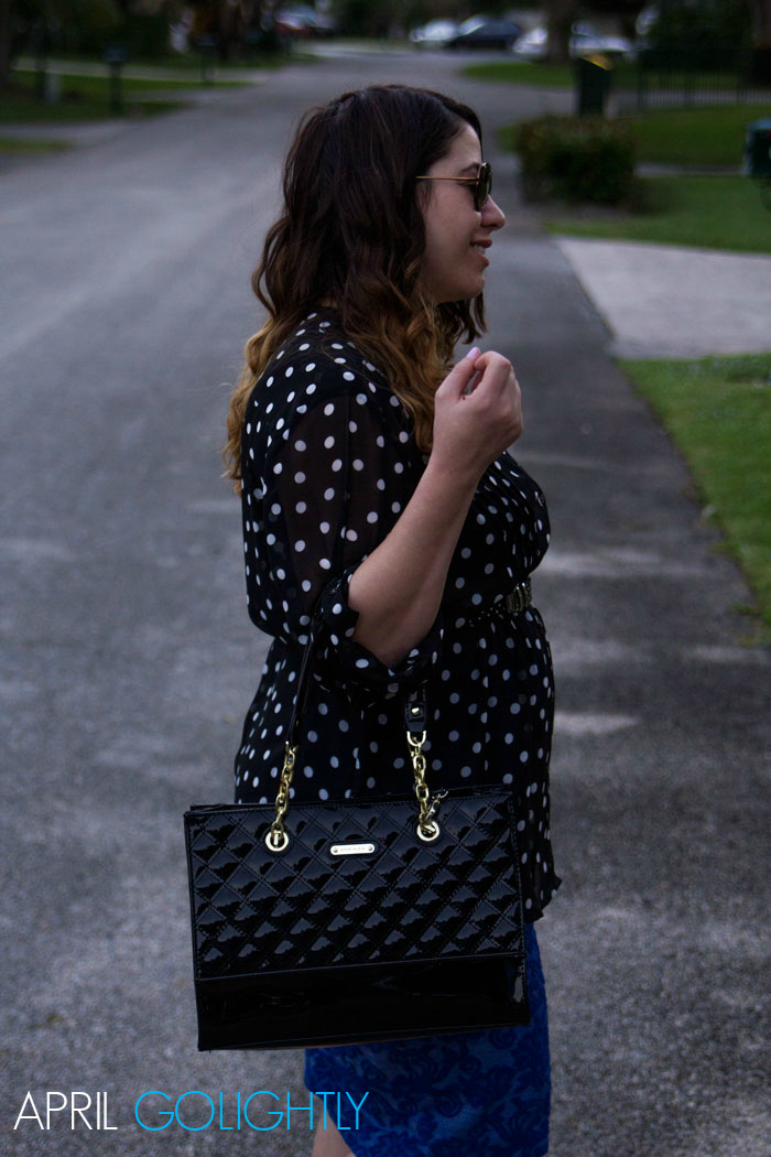 How to wear black and white polka dots with lace skirt Shopping Minute #aprilgolightly April Golightly