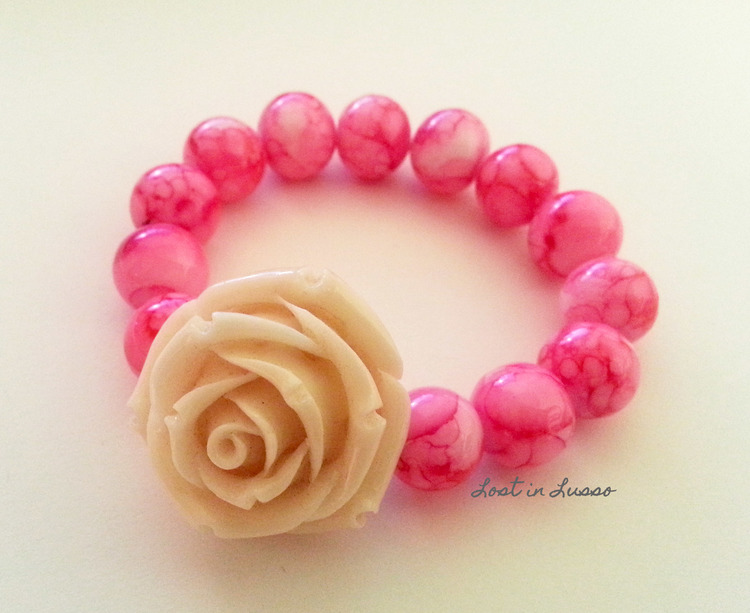 Cream Blossom on Pink Beads