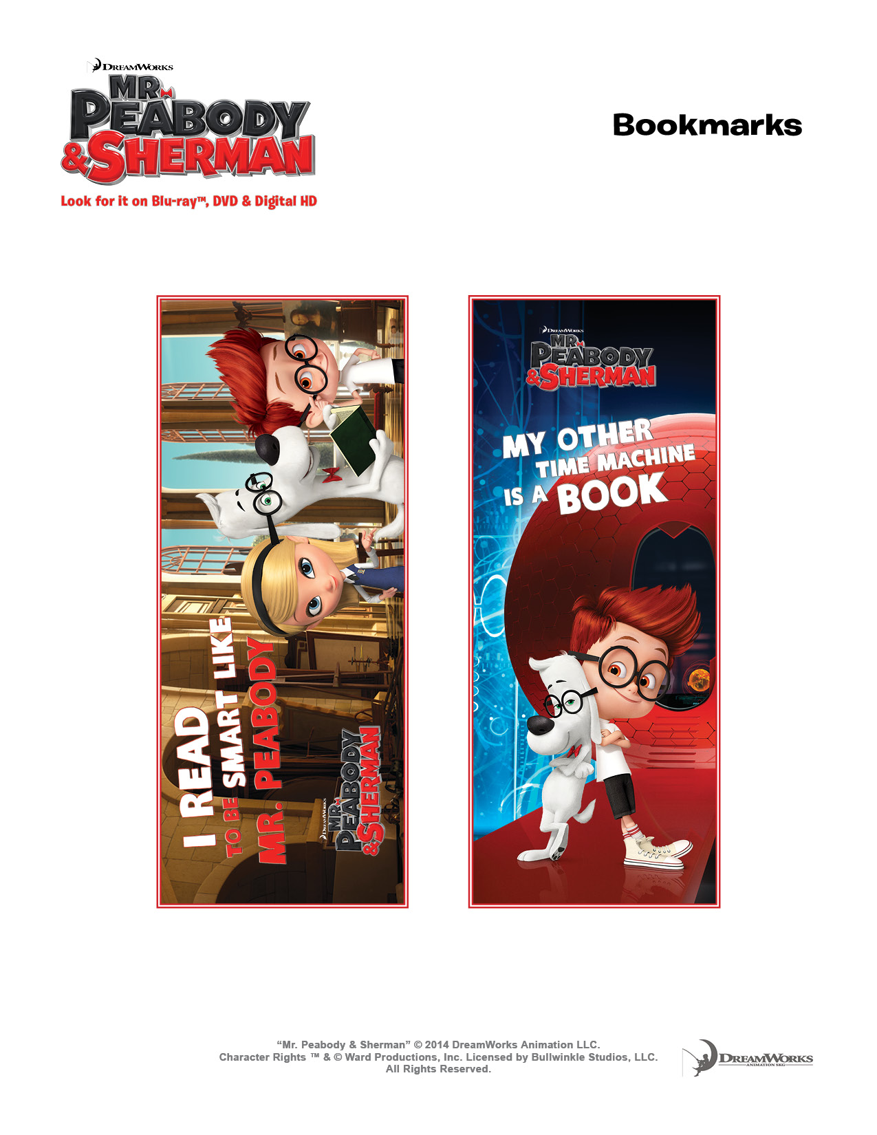 Mr. Peabody and Sherman Book Marks