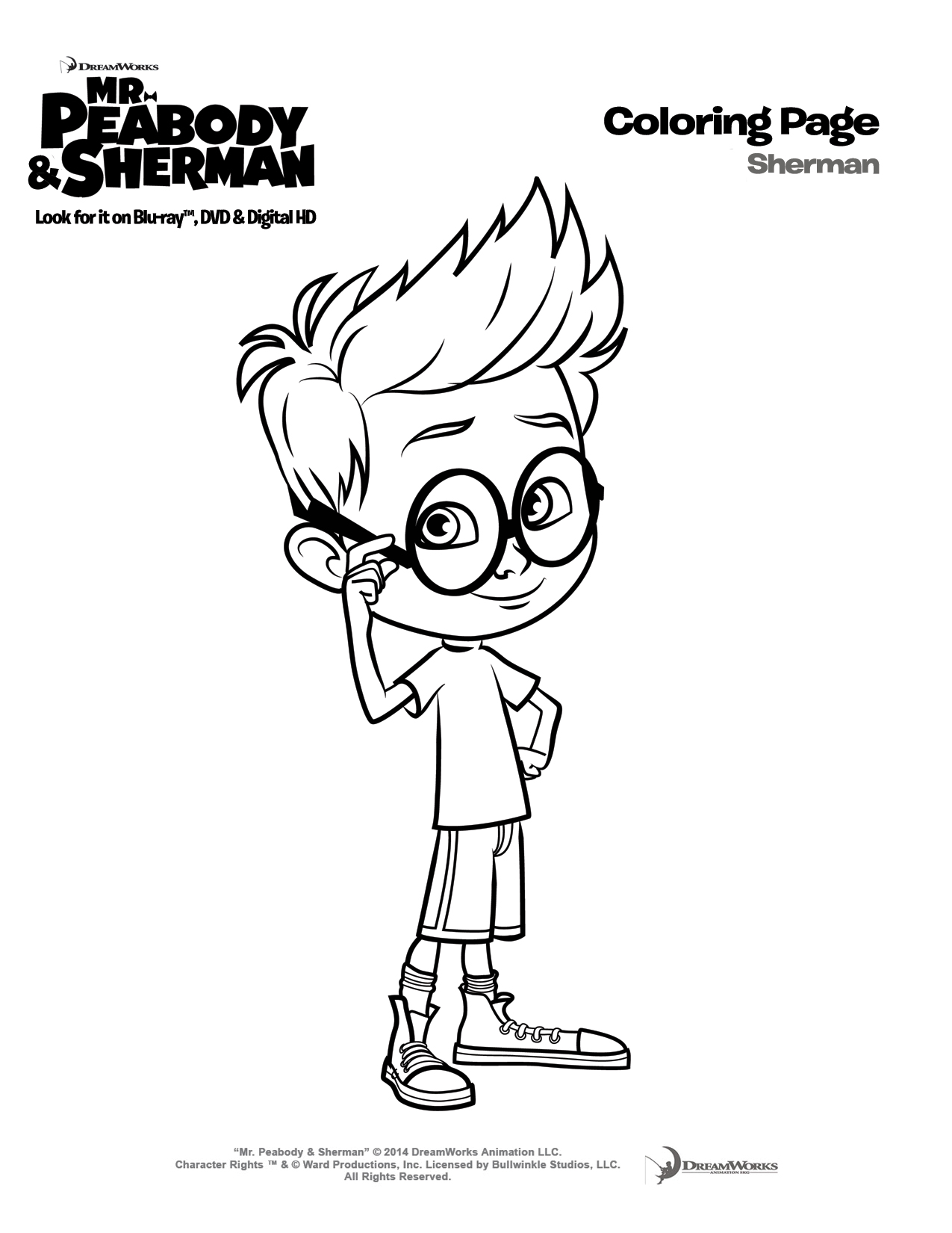 Mr. Peabody and Sherman coloring sheets