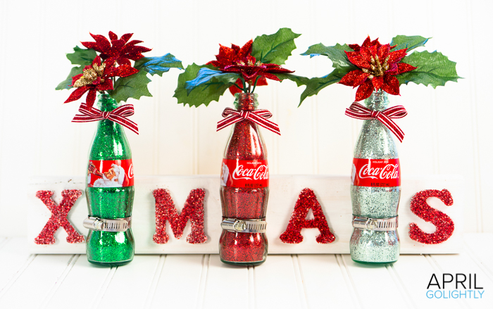 Christmas Glitter Coke Bottle tutorial DIY -
