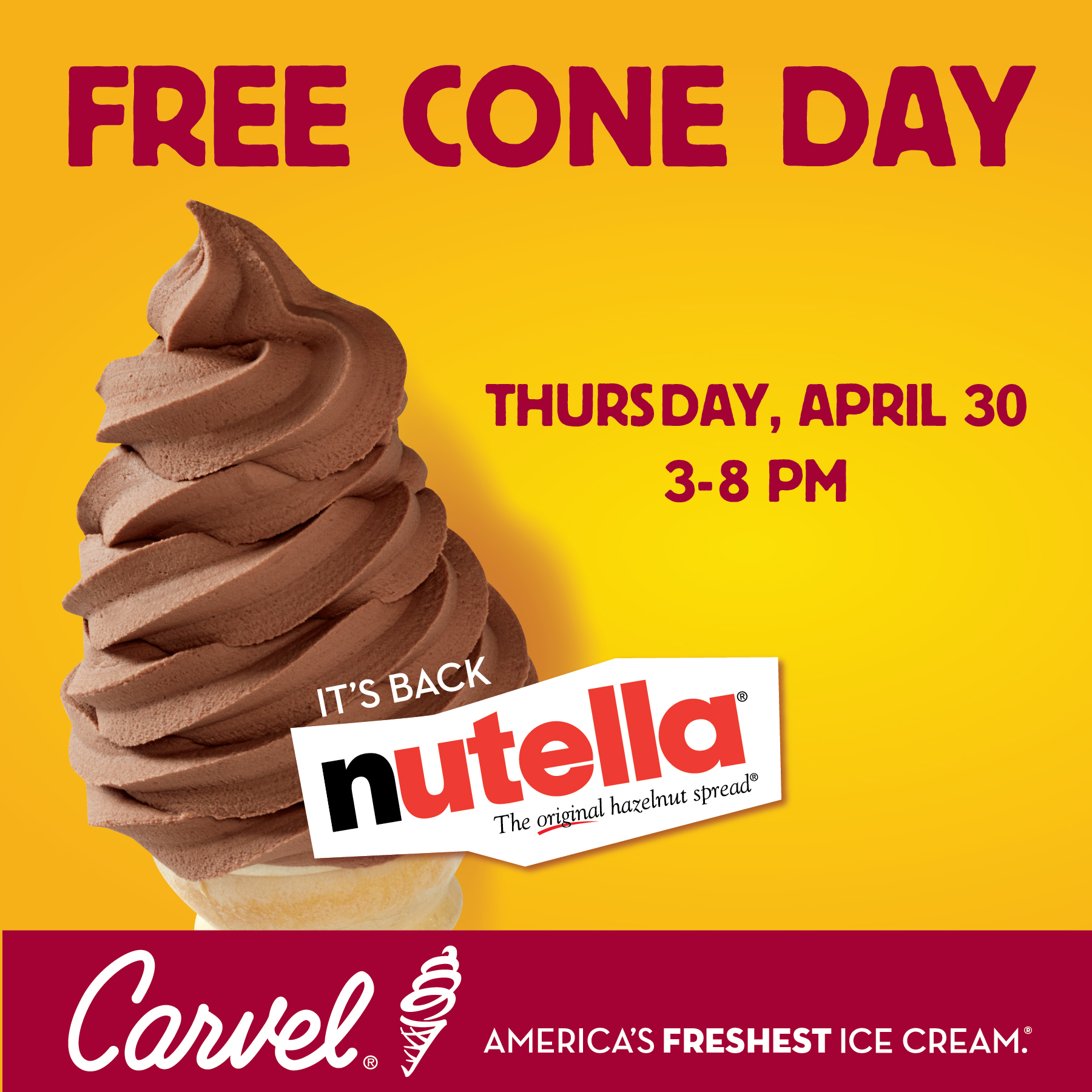 Free Cone Day - nutella 