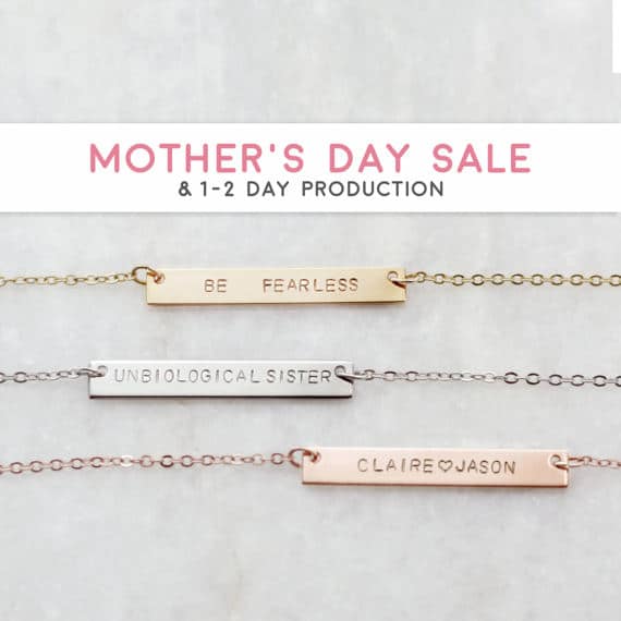 Stamped Mom Necklace