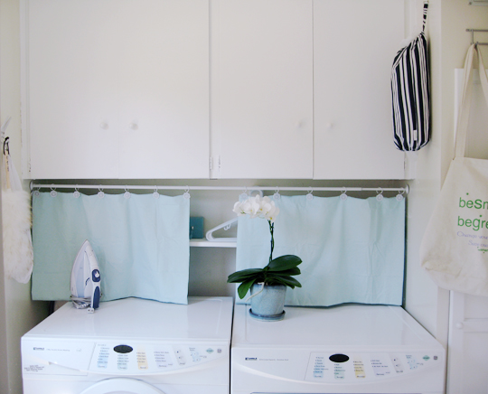 DIY drapes laundry room