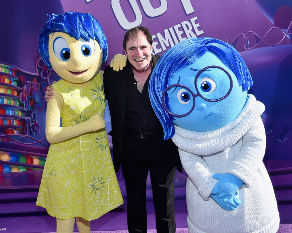 HOLLYWOOD, CA - JUNE 08: (L-R) Joy, actor Richard Kind and Sadness attend the Los Angeles Premiere and Party for Disney?Pixar?s INSIDE OUT at El Capitan Theatre on June 8, 2015 in Hollywood, California.  (Photo by Alberto E. Rodriguez/Getty Images for Disney) *** Local Caption *** Joy; Richard Kind; Sadness