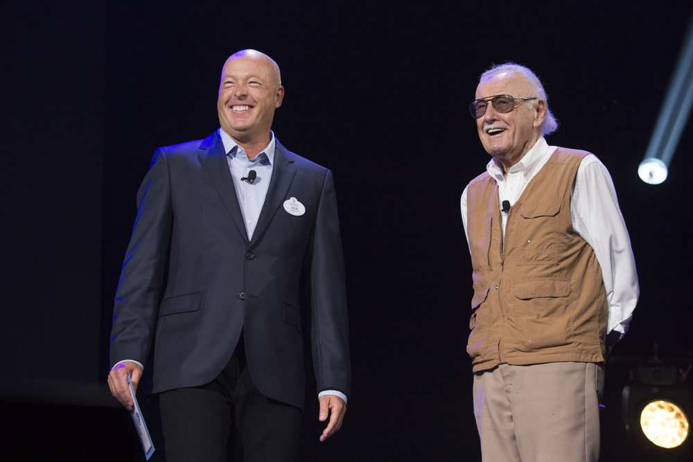 Bob Chapek Announces New Attractions and Entertainment Coming to Disney Parks -- Walt Disney Parks and Resorts Chairman Bob Chapek, joined by Marvel legend, Stan Lee, shared a sneak peek at the D23 EXPO 2015 giving fans a behind-the-scenes look at whatÕs to come, including new and enhanced Star Wars experiences coming this fall to the Florida and California theme parks, plans for a new Toy Story Land at DisneyÕs Hollywood Studios, and more details on the Iron Man Experience coming to Hong Kong Disneyland. (Richard Harbaugh/Disney Parks)