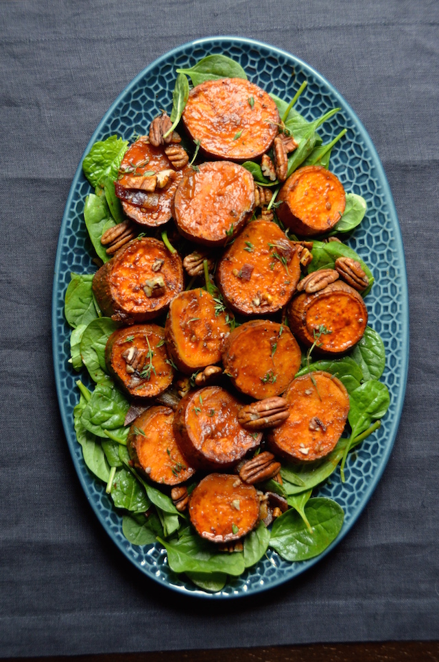 chipotle coca-cola sweet potatoes pecans bacon and spinach