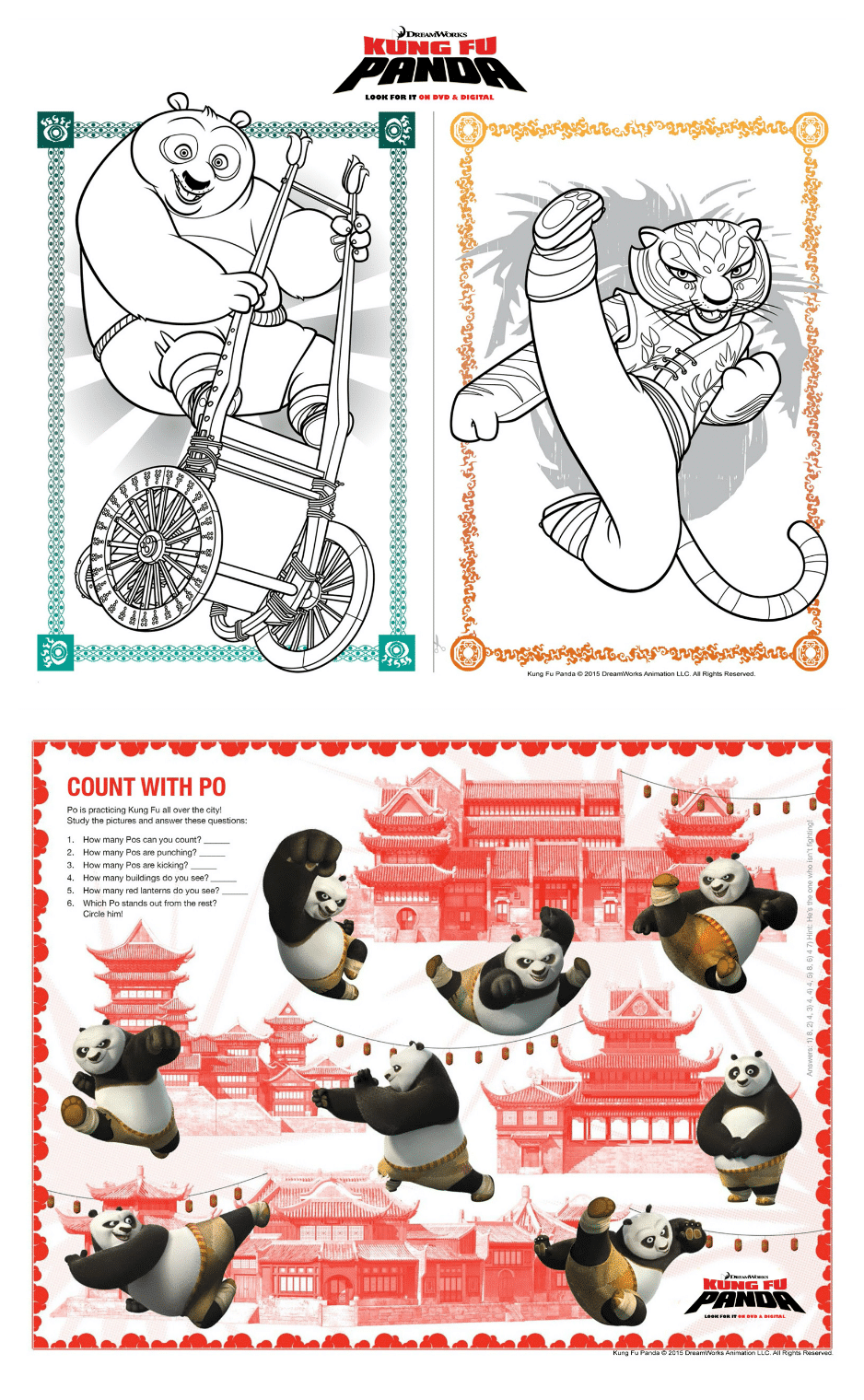 Kung Fu Panda Games and Coloring Sheets