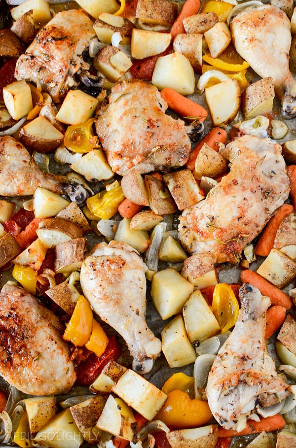 Baked citrus lemon chicken with potatoes and carrots