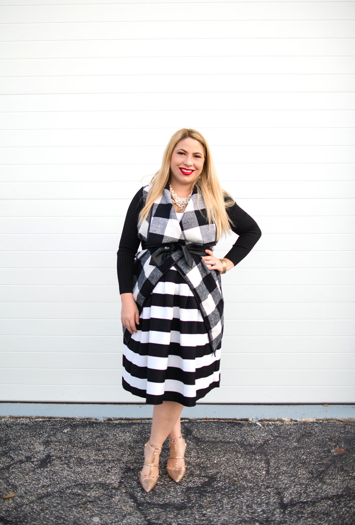 black and white stripe skirt 