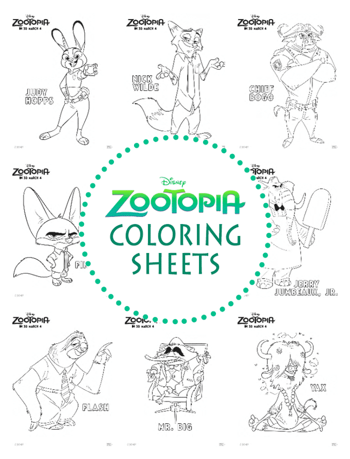 Zootopia Coloring Sheets 