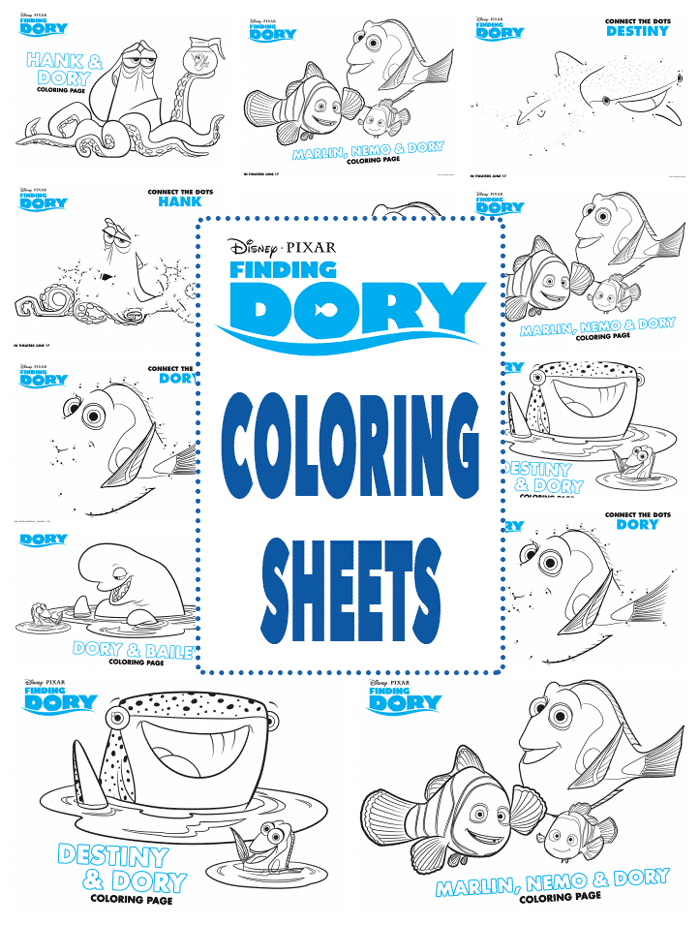 Finding Dory Party Coloring Sheets - April Golightly