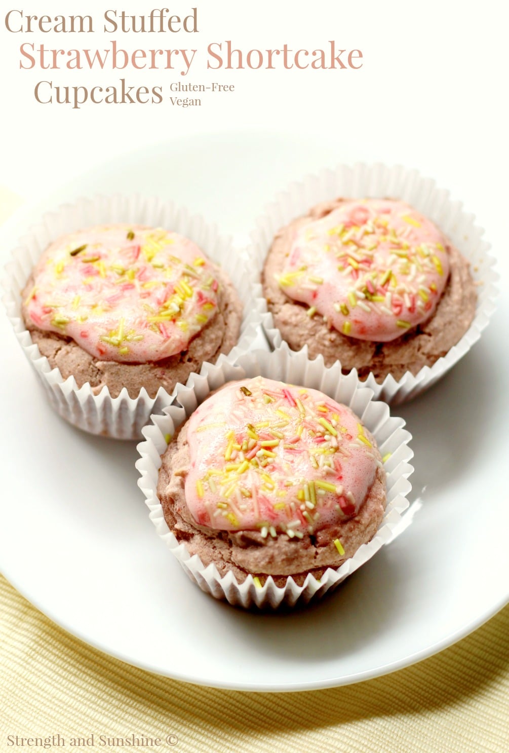 Cream Stuffed Strawberry Shortcake Cupcakes Recipe