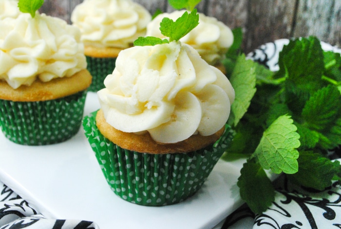 Mint Julep Cupcakes with fresh mint