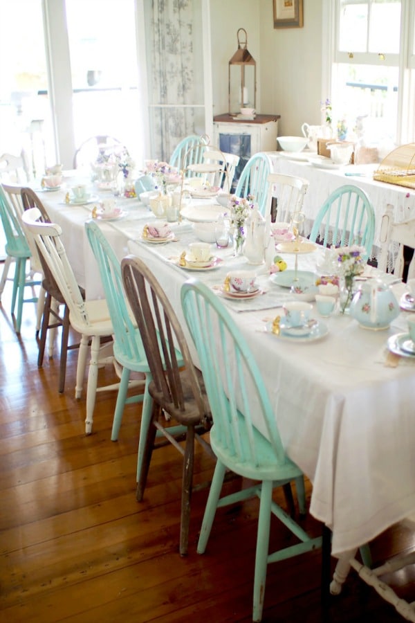 Vintage High Tea Tablescape from Pastels and Macarons