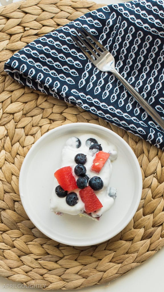 Watermelon Blueberry Poke Cake Recipe - April Golightly