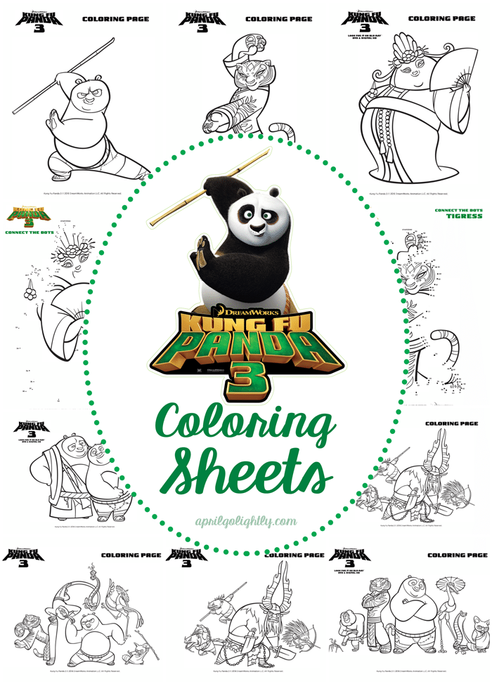 Kung Fu Panda 3 Coloring Sheets Free Printables and Connect the Dots activity sheets 