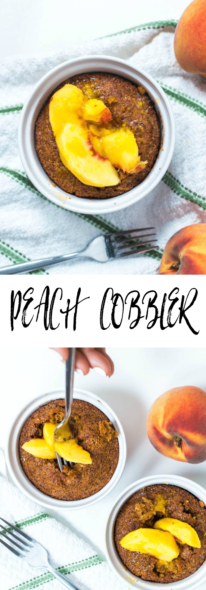 Easy Peach Cobbler recipe with fresh peaches - these are homemade mini cobblers made in ramekins made in the oven with sugar and flour