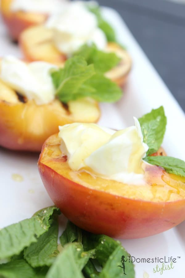 Grilled Peaches with Mascarpone from The Domestic Lifestylist