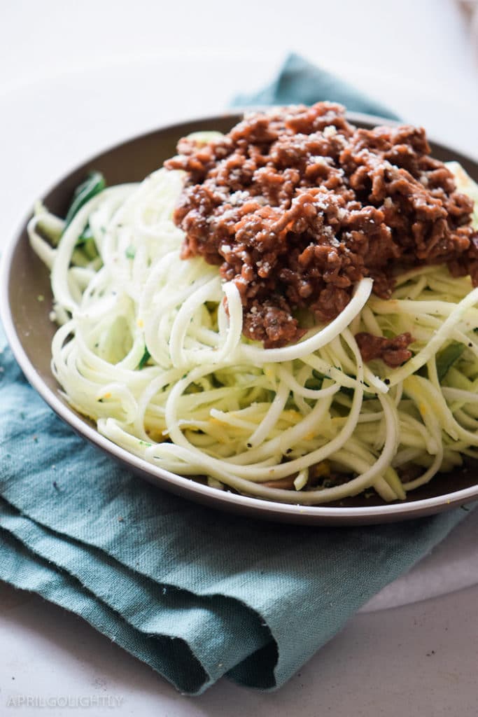 Zoodles Spaghetti with Meat Sauce April Golightly
