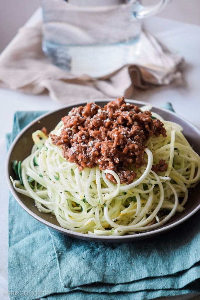 Zoodles Spaghetti with Meat Sauce April Golightly