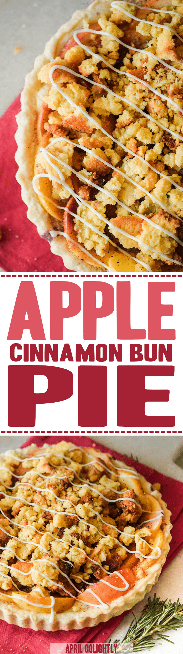 Apple Cinnamon Buns Pie Recipe homemade from scratch - extremely easy baking with fresh apples for a Thanksgiving or fall dessert