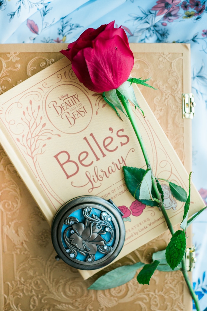 Beauty and the Beast Gift Guide with books, journals, and compacts