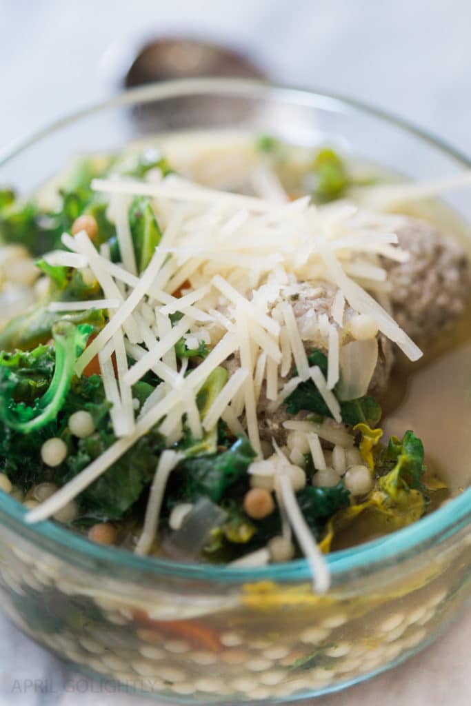 Italian Wedding Soup Recipe with Kale Couscous April Golightly