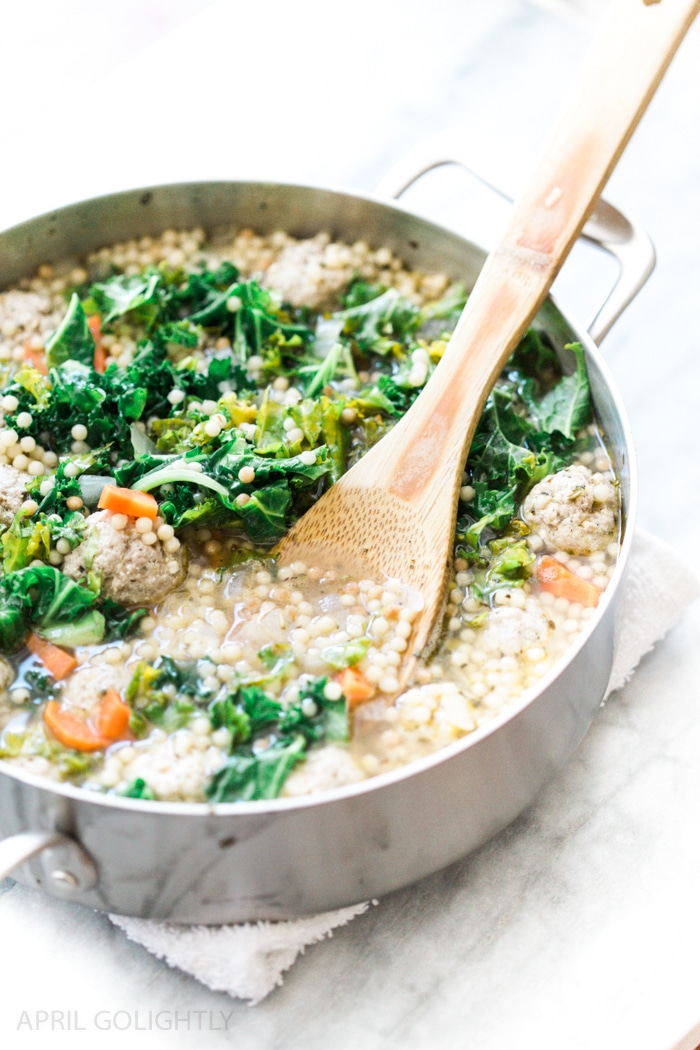 Italian Wedding Soup Recipe with Kale Couscous April Golightly