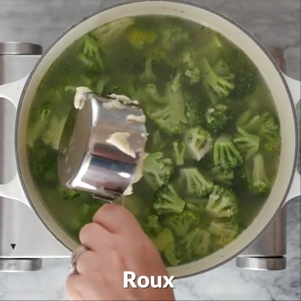 Adding the Roux for Broccoli soup