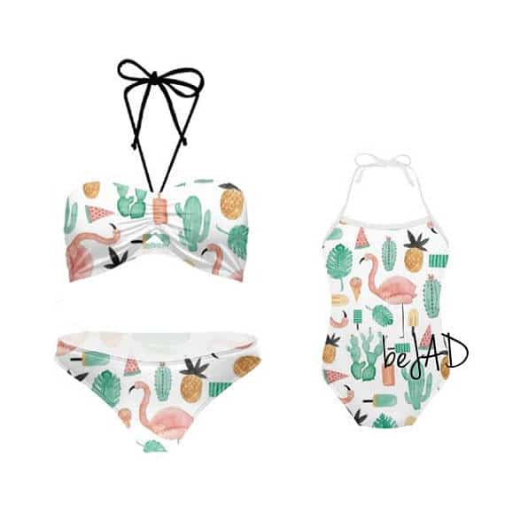 Flamingo Print Mommy and me swimsuits 