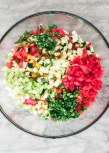 Fresh Watermelon Salsa with Cucumbers and Peppers - April Golightly