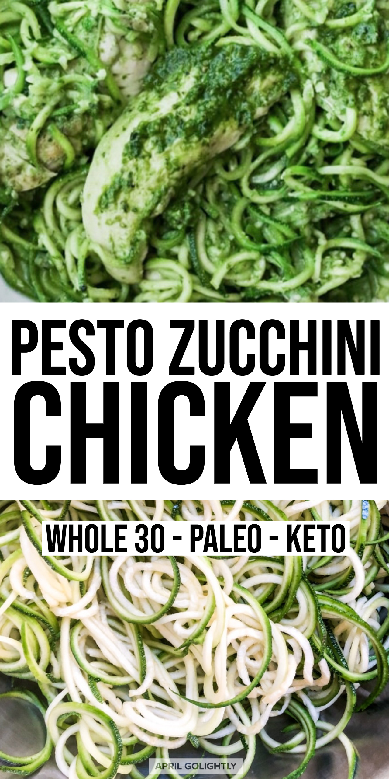Pesto Zucchini Chicken dinner - Whole30, Paleo and Keto Recipe