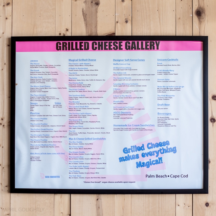 Grilled Cheese Gallery Menu