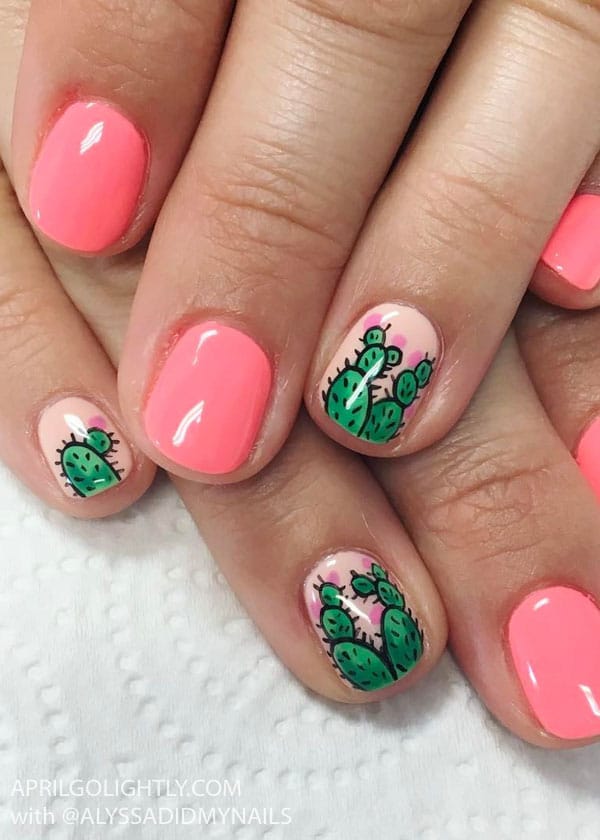 Cactus Nail Designs for Summer 