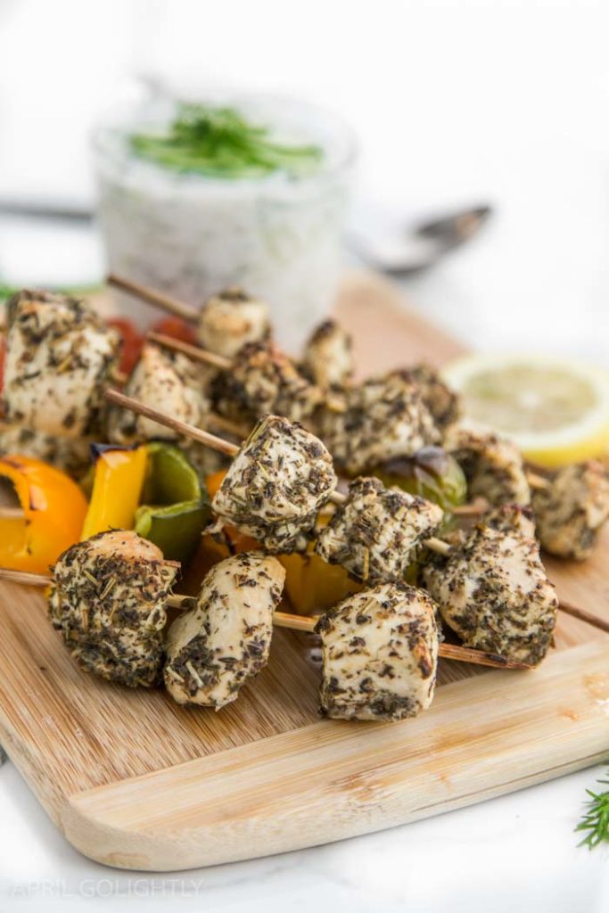 Chicken Kabobs in the Oven with Homemade Tzatziki Sauce April Golightly