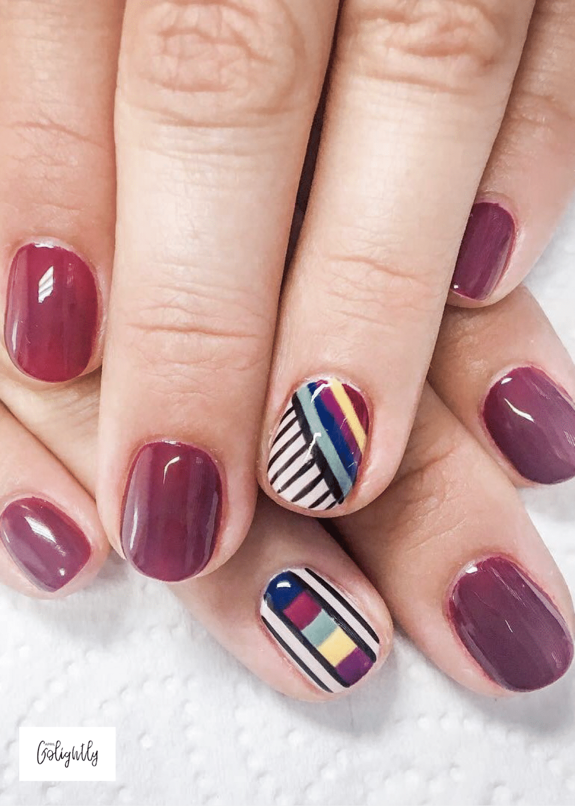 Fall Rainbow Nail Art with Black and White 