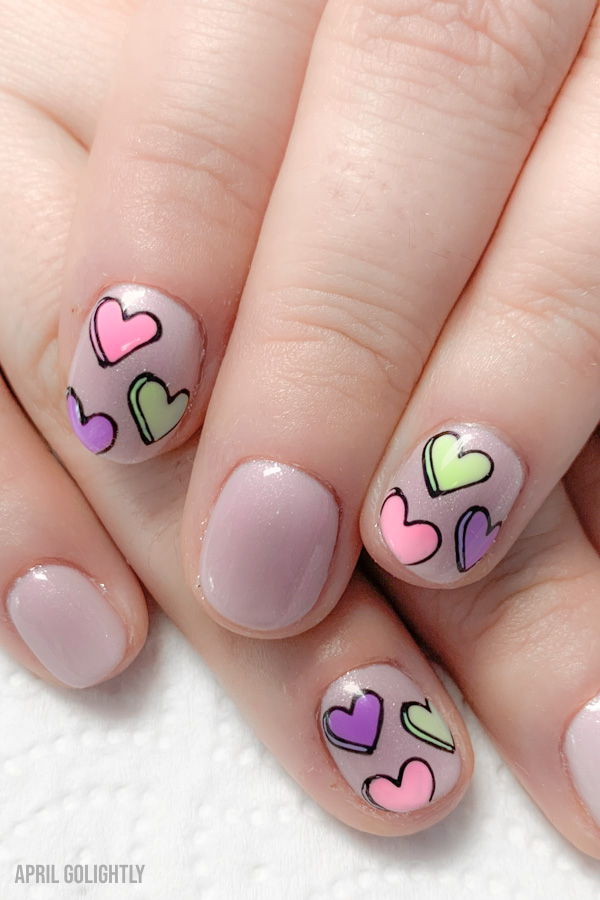 conversation heart nails art for valentines day 