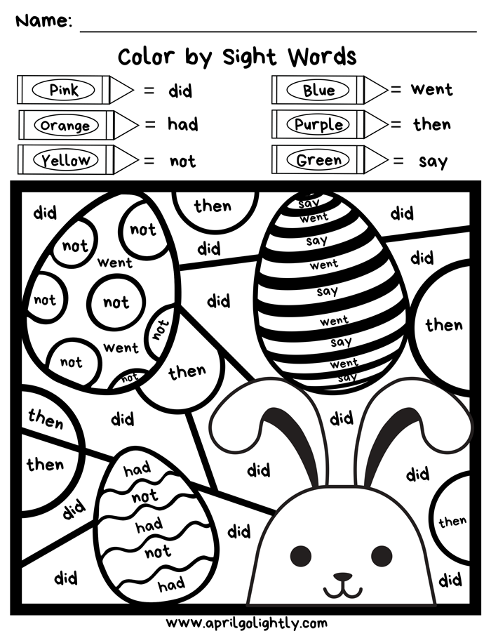 Easter Coloring Pages - FREE Sight Words Printable for ...