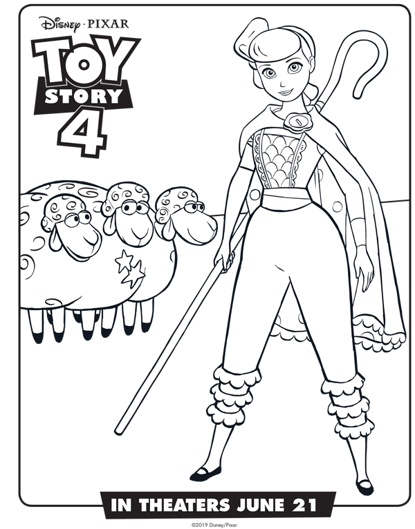 Toy Story 4 Bo Peep free printable coloring pages