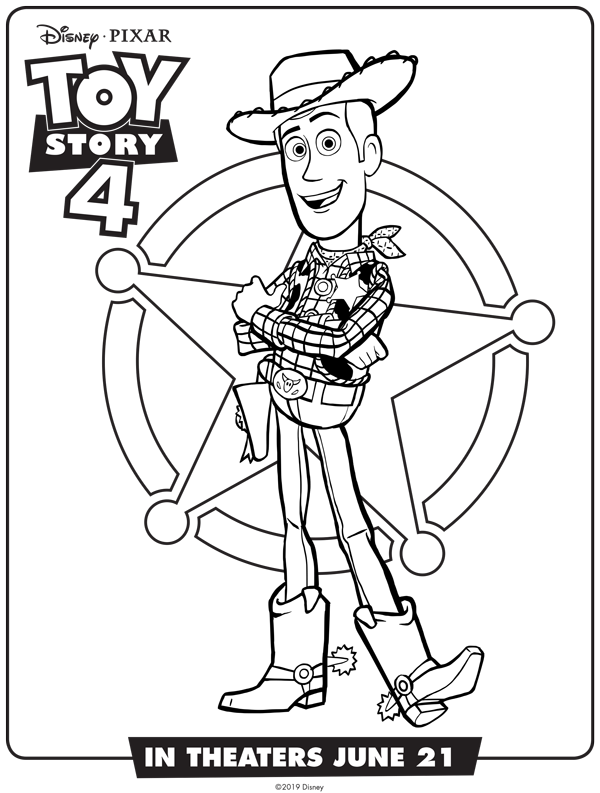 Toy Story 4 Woody Free Printable Coloring Sheet 