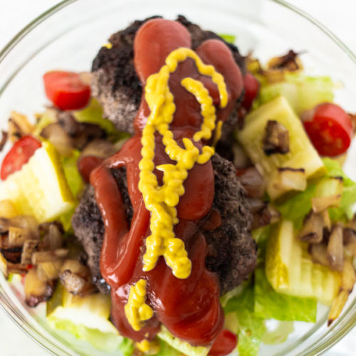 Low Carb Bunless Burger Bowl - Incredible Dinner Idea - April Golightly