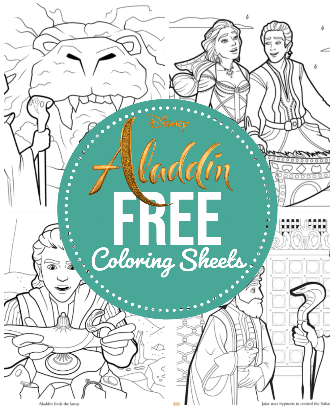 Aladdin and Prince Jasmine Coloring Pages   Free Printables ...
