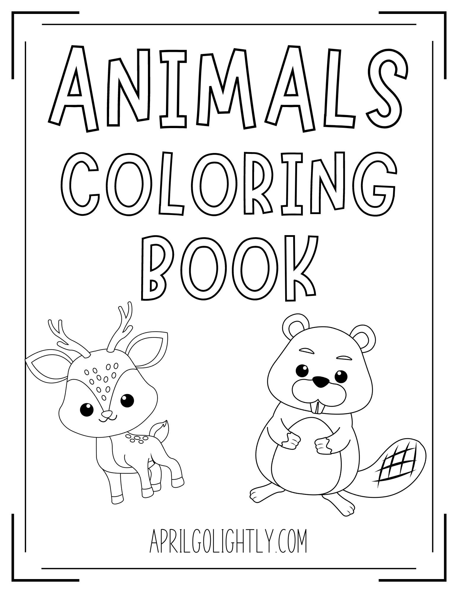 FREE Printable Animals Coloring Book   April Golightly