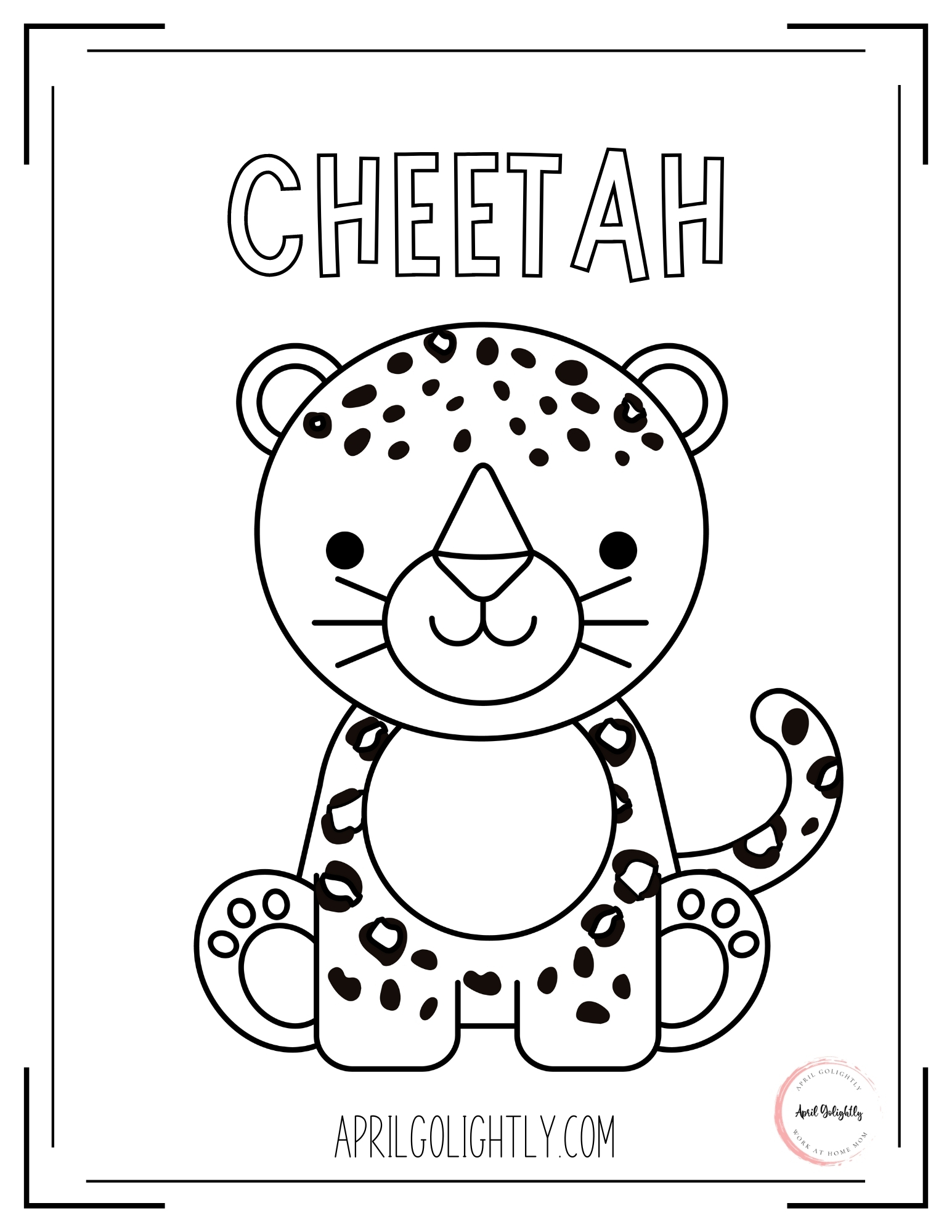 FREE Printable Animals Coloring Book - April Golightly