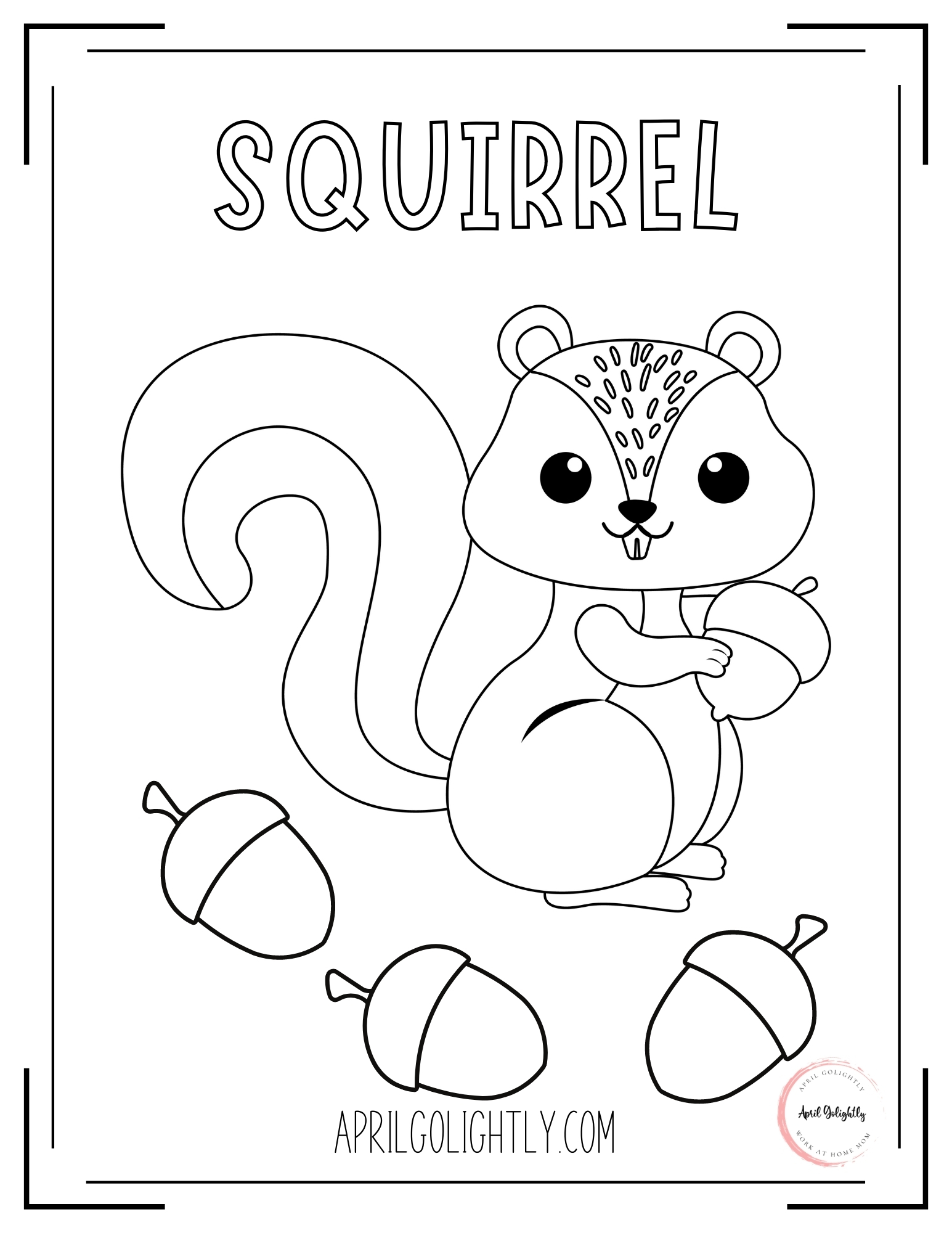 FREE Printable Animals Coloring Book April Golightly